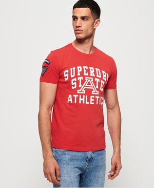 Superdry Upstate Wash Rövidujjú Férfi Pólók Piros | BHXAY5603